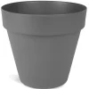 Cache pot rond plastique 10L Ø28xH26cm gris foncé