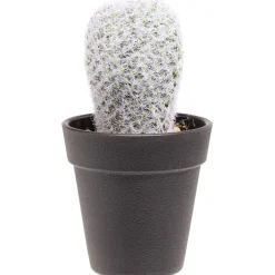 Cactus allongé artificiel vert et blanc Ø7,5xH15cm