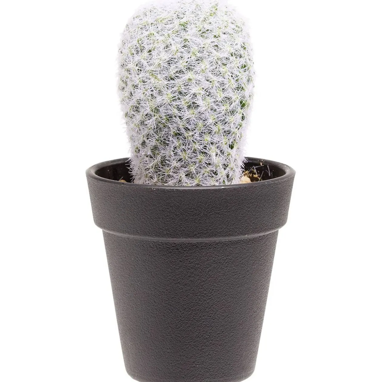 Cactus allongé artificiel vert et blanc Ø7,5xH15cm