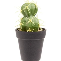 Cactus artificiel double boule vert et jaune Ø7,5xH15cm