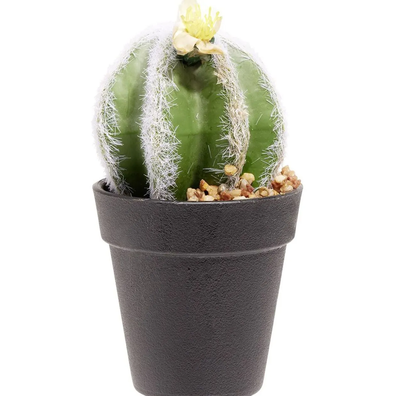 Cactus boule fleur artificiel vert et blanc Ø7,5xH15cm