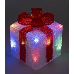 Cadeau Noël noeud rouge acrylique 12LED 15x15xH15cm < Gifi