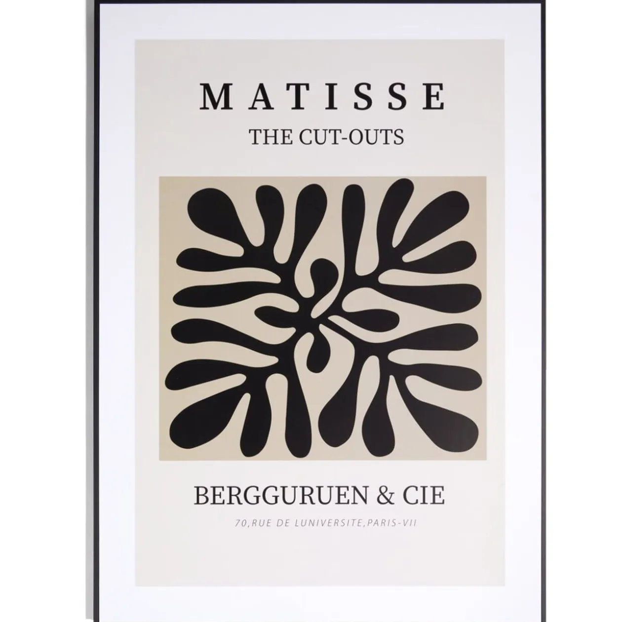 Cadre déco en bois inspiration Matisse motif abstrait noir 50x70cm