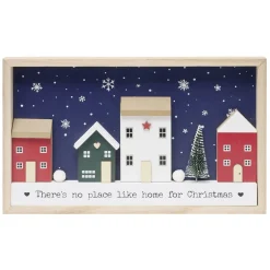 Cadre décoratif maison de Noël en bois L30cm (2 modèles)