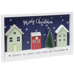 Cadre décoratif maison de Noël en bois L30cm (2 modèles)
