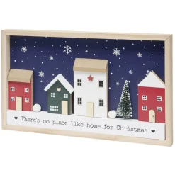 Cadre décoratif maison de Noël en bois L30cm (2 modèles)