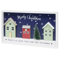 Cadre décoratif maison de Noël en bois L30cm (2 modèles)