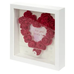 Cadre photo bois blanc avec coeur en roses rouges inscription I Love You 20x20cm < Gifi Sale