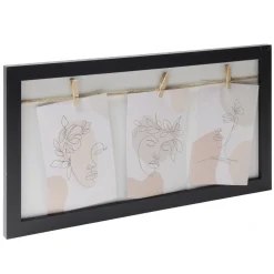 Cadre photo bois jute avec 3 pinces 22,5x42.5cm (2 modèles)