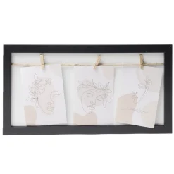 Cadre photo bois jute avec 3 pinces 22,5x42.5cm (2 modèles)