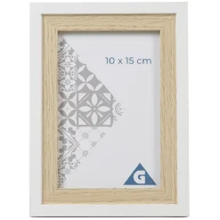Cadre photo bois naturel blanc 14x19cm pour photo 10x15cm