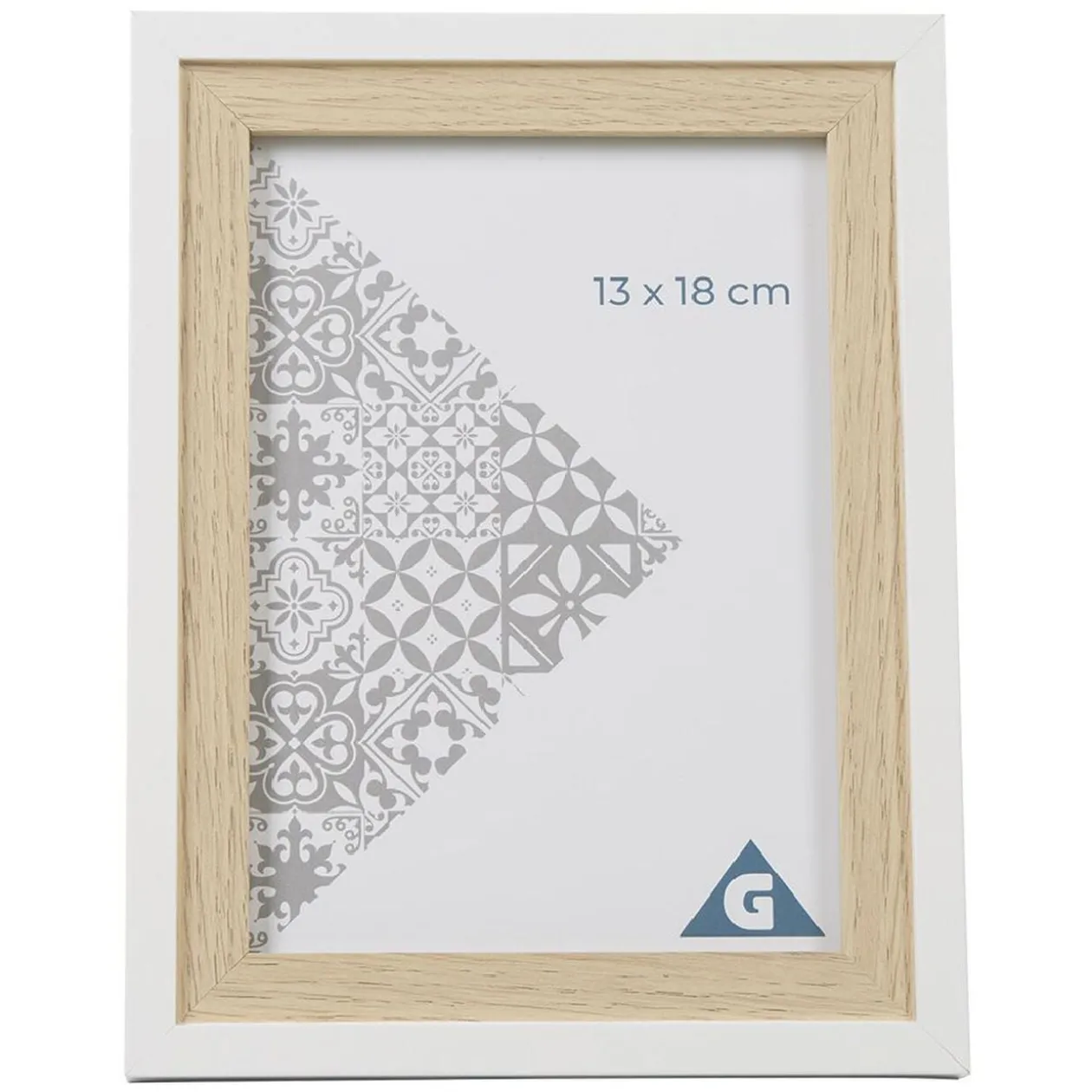 Cadre photo bois naturel et blanc 17x22cm pour photo 13x18cm