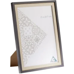 Cadre photo bois naturel et noir 25x34cm pour photo 21x29,7cm < Gifi Discount