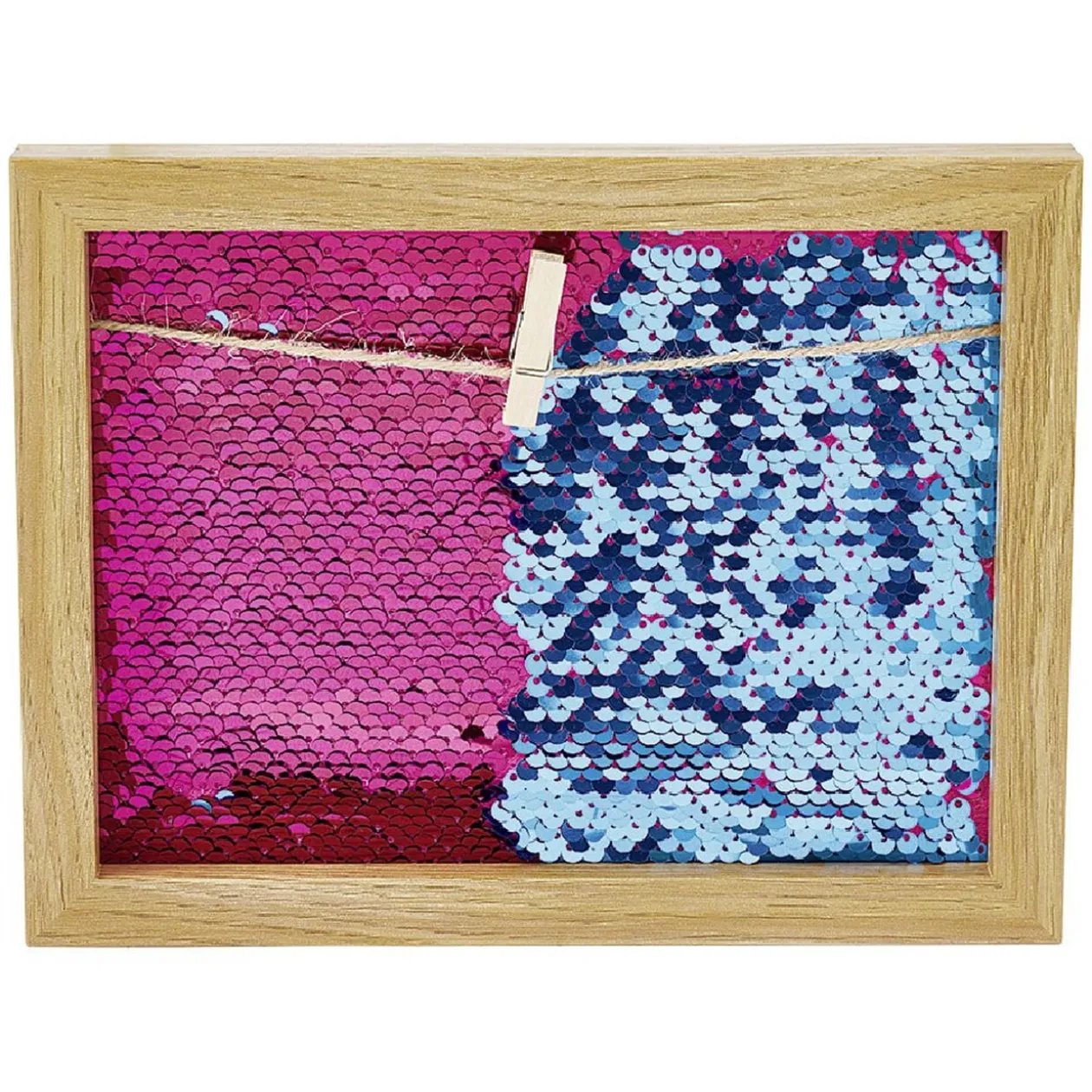 Cadre photo à pince et fond sequins 17x22cm