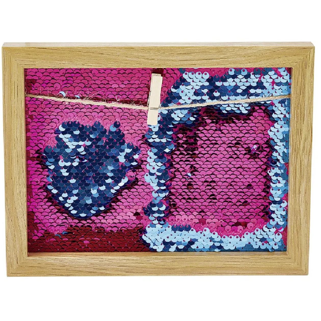 Cadre photo à pince et fond sequins 17x22cm
