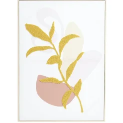 Cadre toile tissé motif végétal en relief 50x70cm (2 modèles)
