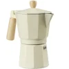 Cafetière style traditionnel 270ml aluminium beige poignée bois H19cm