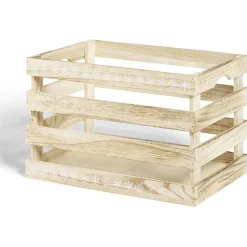 Cagette en bois motif flocon blanc 33x23xH21cm < Gifi Online