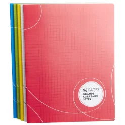 Cahier grands carreaux couverture rigide 96 pages 24x32cm x5