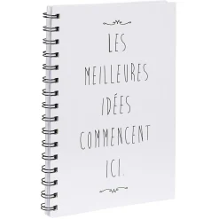 Cahier à spirale inscription Meilleures idées A5 blanc 160 pages < Gifi Clearance