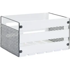Caisse de rangement en bois et métal - L32,5 x l18 x H24 cm