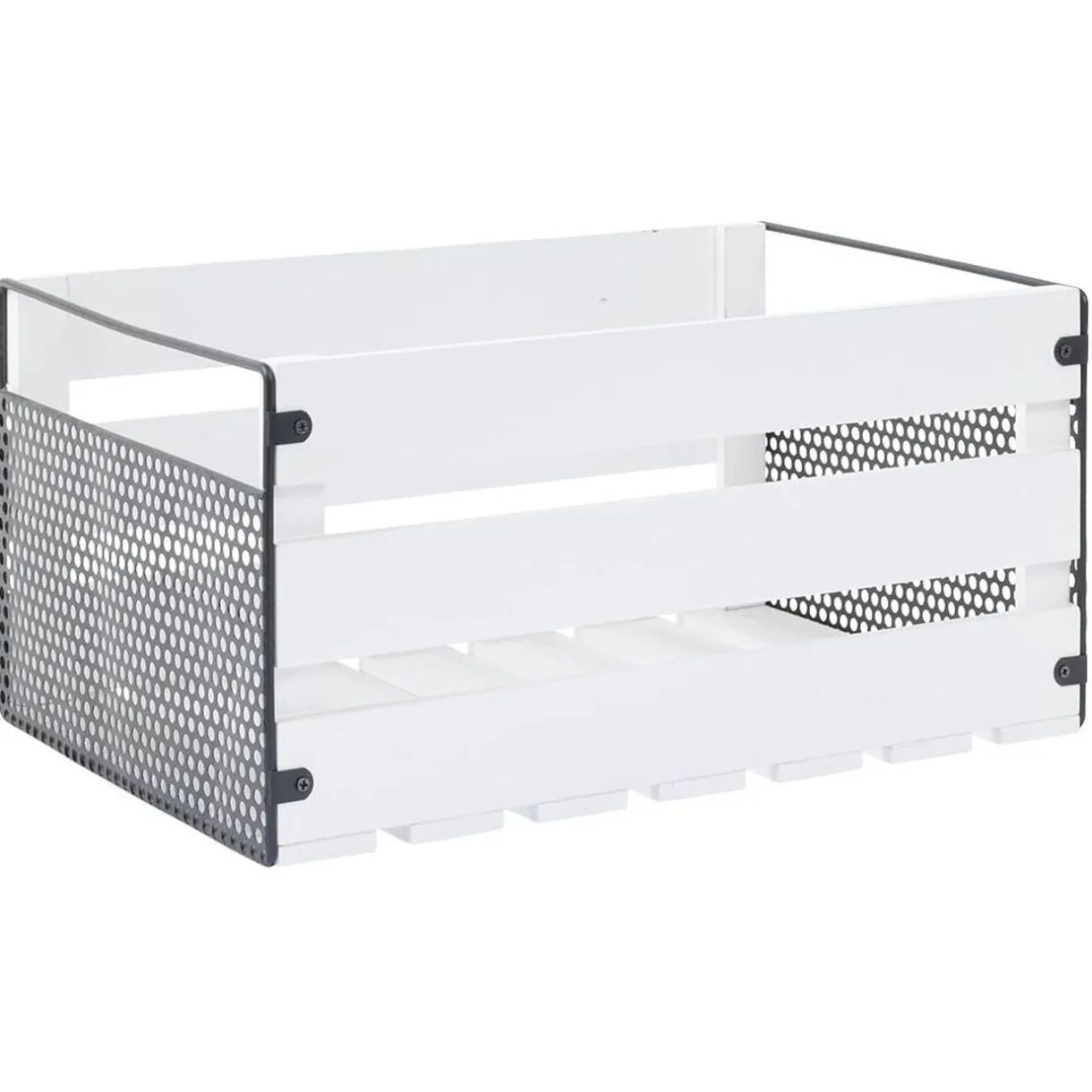 Caisse de rangement en bois et métal - L41 x l20 x H28 cm < Gifi Hot