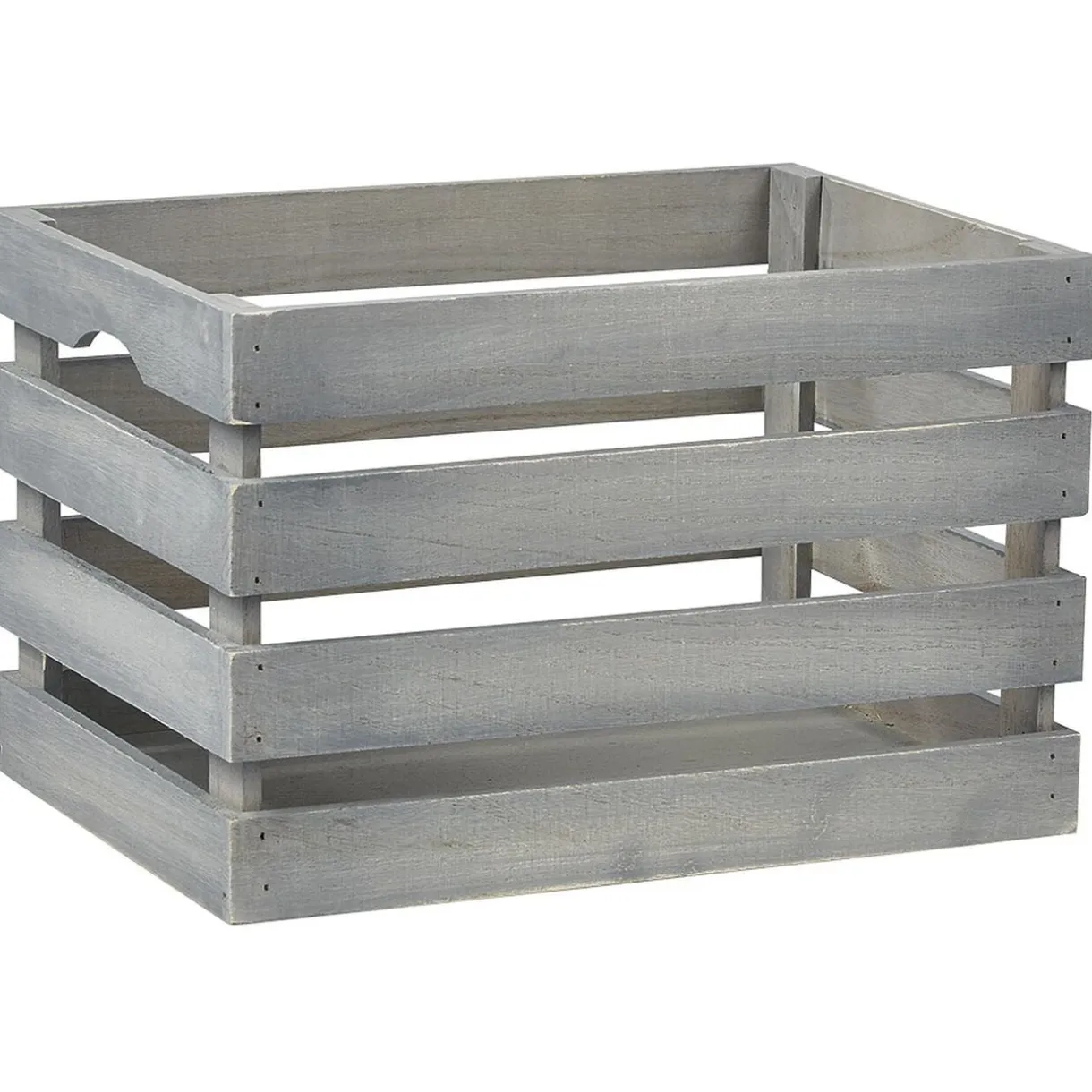 Caisse de rangement en bois gris < Gifi