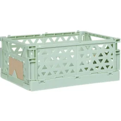 Caisse pliable avec porte-étiquette vert L17xl12,5xH7cm