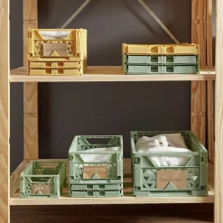 Caisse pliable avec porte-étiquette jaune L25xl16,5xH10cm < Gifi