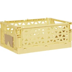 Caisse pliable avec porte-étiquette jaune L25xl16,5xH10cm < Gifi