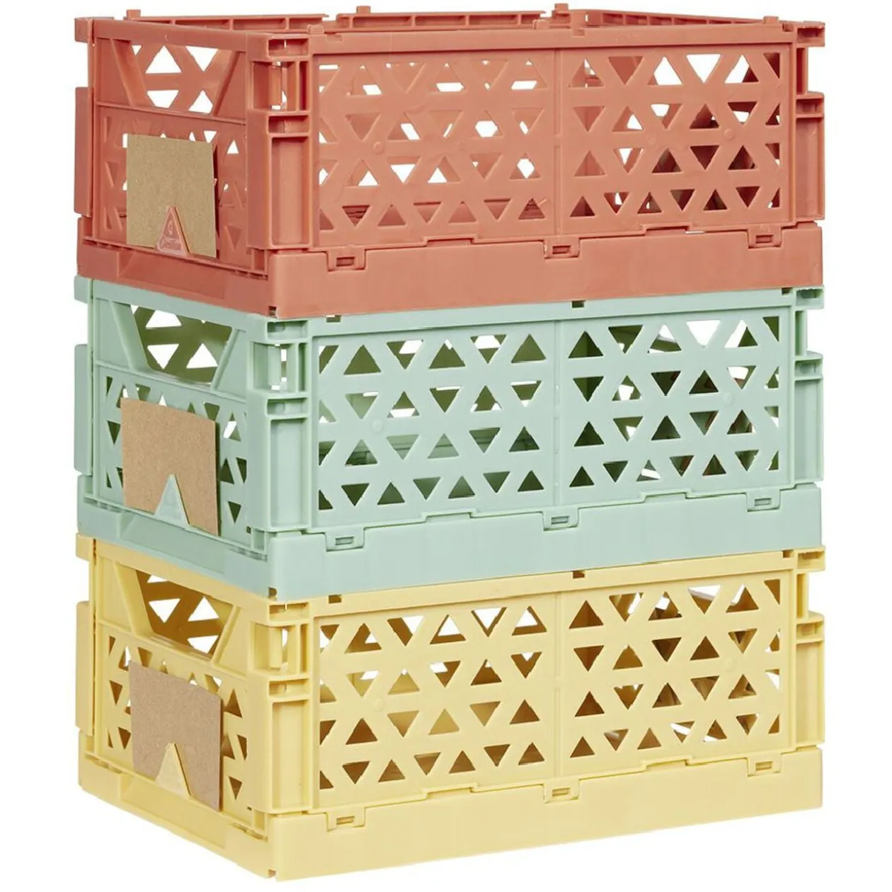 Caisse pliable avec porte-étiquette jaune L17xl12,5xH7cm
