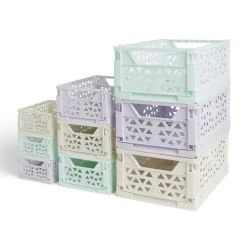 Caisse pliable vert pastel 9,1L- 33x23xH14cm
