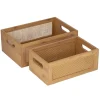Caisse rangement cuisine x2 bois et bambou 2 faces effet rotin tressé 2 tailles
