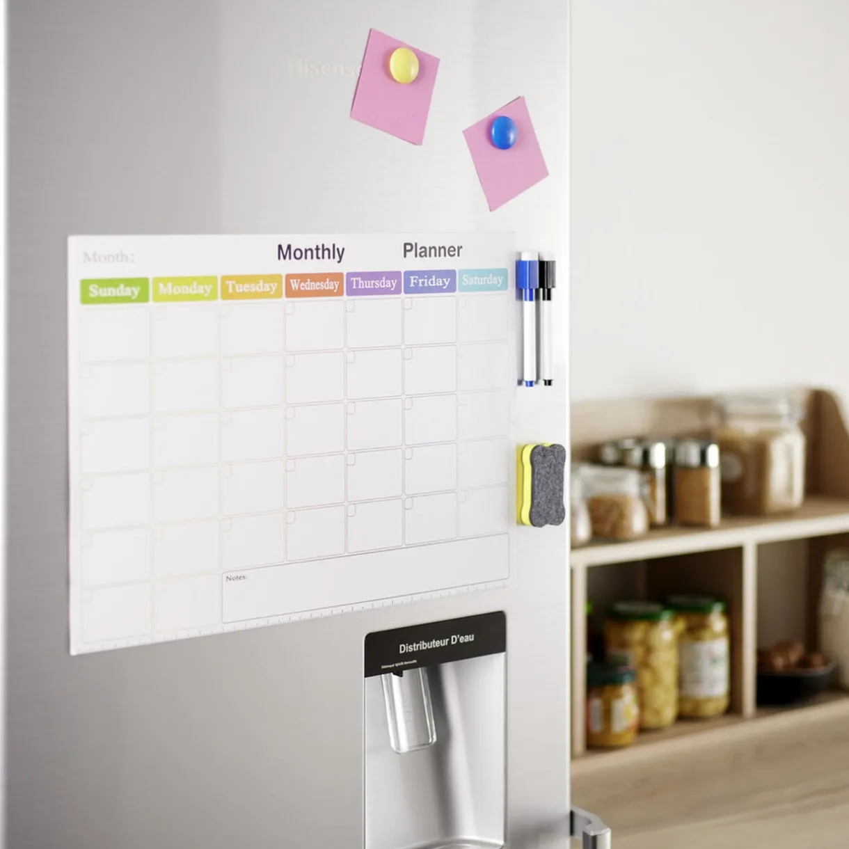 Calendrier mensuel magnétique et 7 accessoires 42x30cm < Gifi