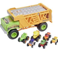 Camion transport pour 8 voitures dinosaures racing 48x18xH30cm < Gifi