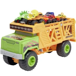 Camion transport pour 8 voitures dinosaures racing 48x18xH30cm < Gifi