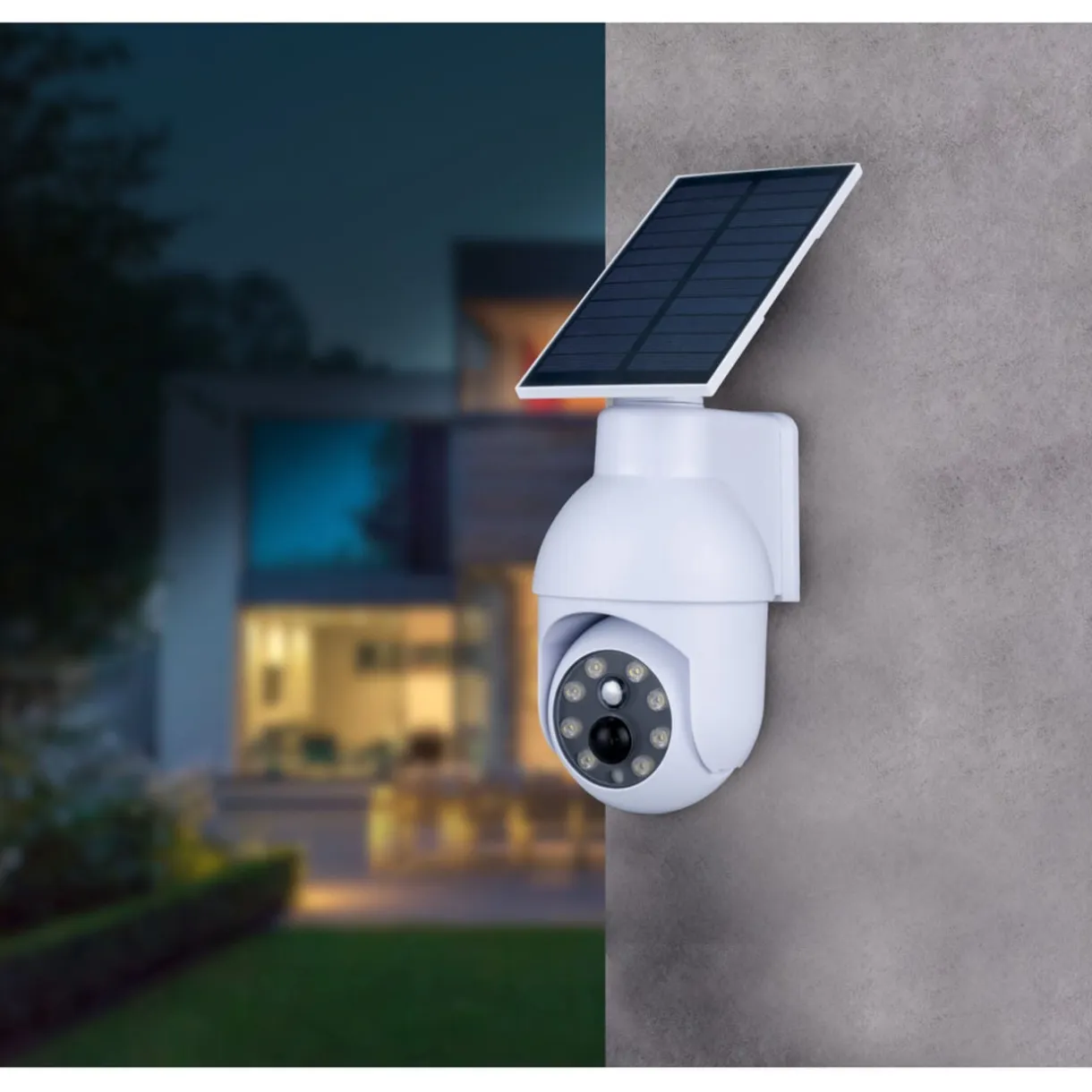 Caméra factice solaire détection projecteur 9LED 200lms H8cm < Gifi Discount