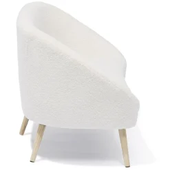 Canapé Joseph curly effet laine bouclée blanc - L137xP69xH79 d