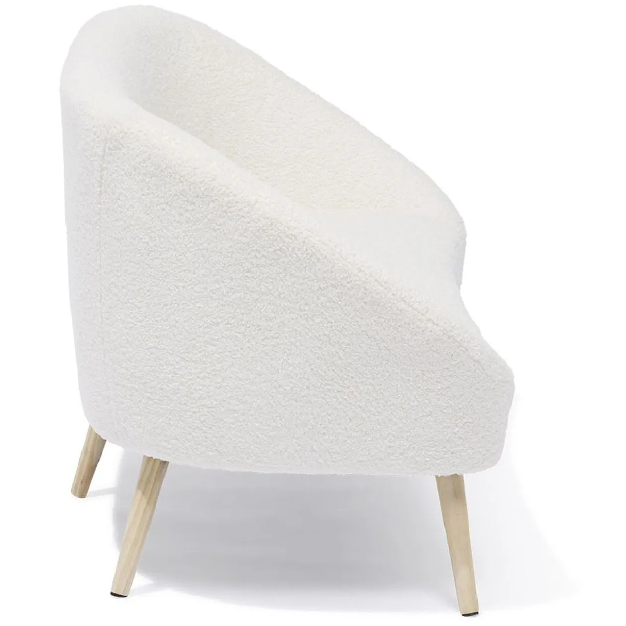 Canapé Joseph curly effet laine bouclée blanc - L137xP69xH79 d