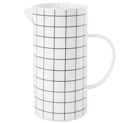 Carafe en verre 1,3L blanc quadrillage noir Ø10xH21cm
