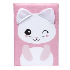Carnet de note kawaii chat fourrure rose format A5 petits carreaux 14,8x21cm