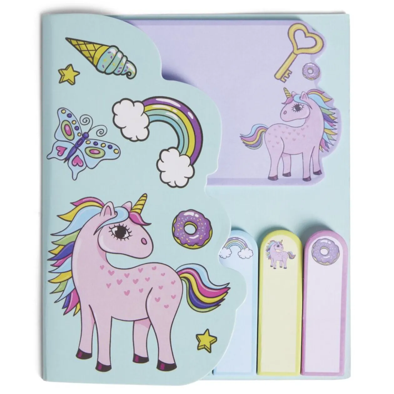 Carnet de notes adhésives enfantin 12x14,5cm - 2 modèles licorne ou dinosaure