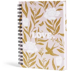 Carnet spirale A6 à ligne thème Love floral 160 pages
