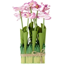Carré d'orchidée artificielle rose 19x12xH36cm < Gifi