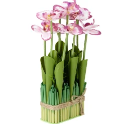 Carré d'orchidée artificielle rose 19x12xH36cm < Gifi