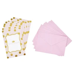 Carte d'invitation rose et doré à poids avec enveloppe x 8 < Gifi