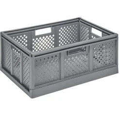 Casier pliant 40L plastique gris 54,5x16,5xH27,5m