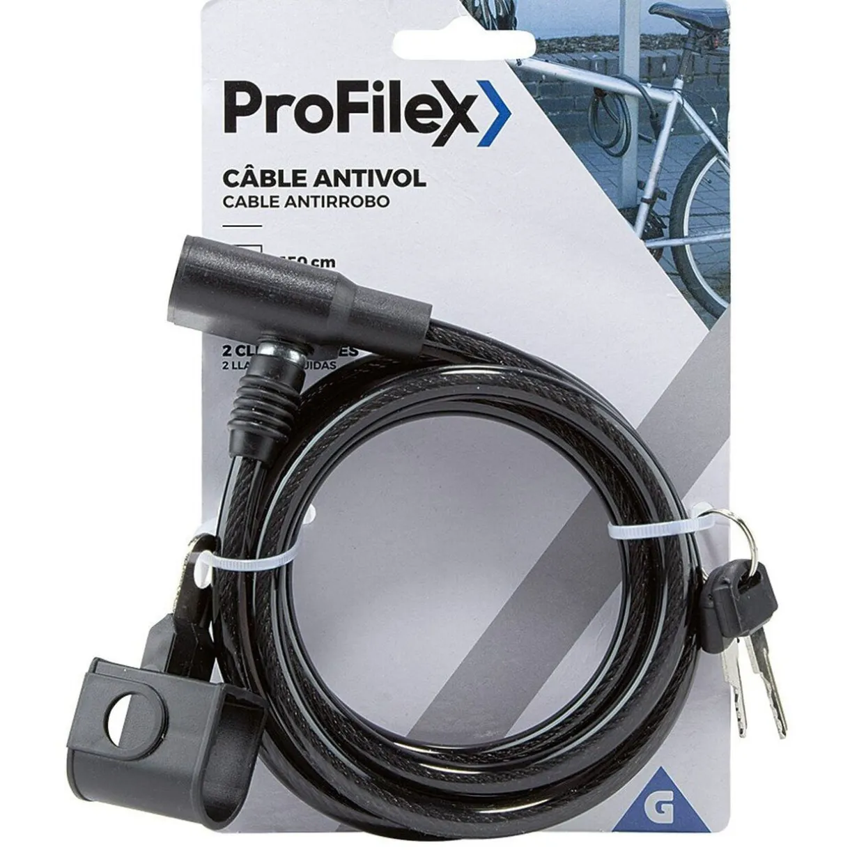 Câble antivol spirale avec 2 clés incluses < Gifi Online