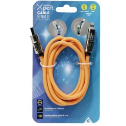 Câble lumineux lightning USB USBC 4en1 RGB 1,2m (4 modèles) < Gifi Outlet