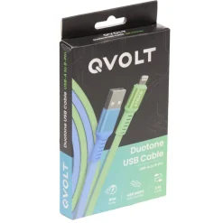Câble USB-A vers Lightning charge rapide bicolore vert et bleu 2m < Gifi Best